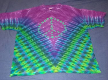 New Marijuana Leaf Peace Sign Tie Dye Extra Large (XL) Hanes Tshirt