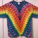 New Tie Dye Youth Large Alstyle Child Tshirt Full Rainbow V pattern Yoke t shirt