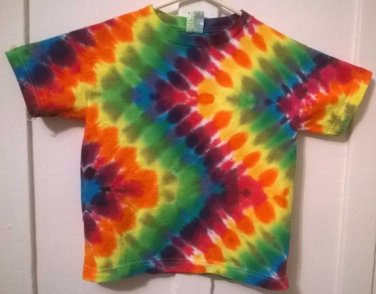 New Tie Dye Juvy Large 7 Alstyle Tshirt Rainbow Zig Zag Pattern T Shirt