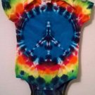New Tie Dye Infant 12 Month Alstyle Onesie Peace Sign pattern Rainbow Background