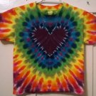 New Tie Dye Youth XS Alstyle Child Tshirt Purple Heart Rainbow pleats t shirt
