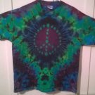 New XL Hanes Tie Dye Tshirt Marijuana Leaf Peace Sign crinkle blue green purple