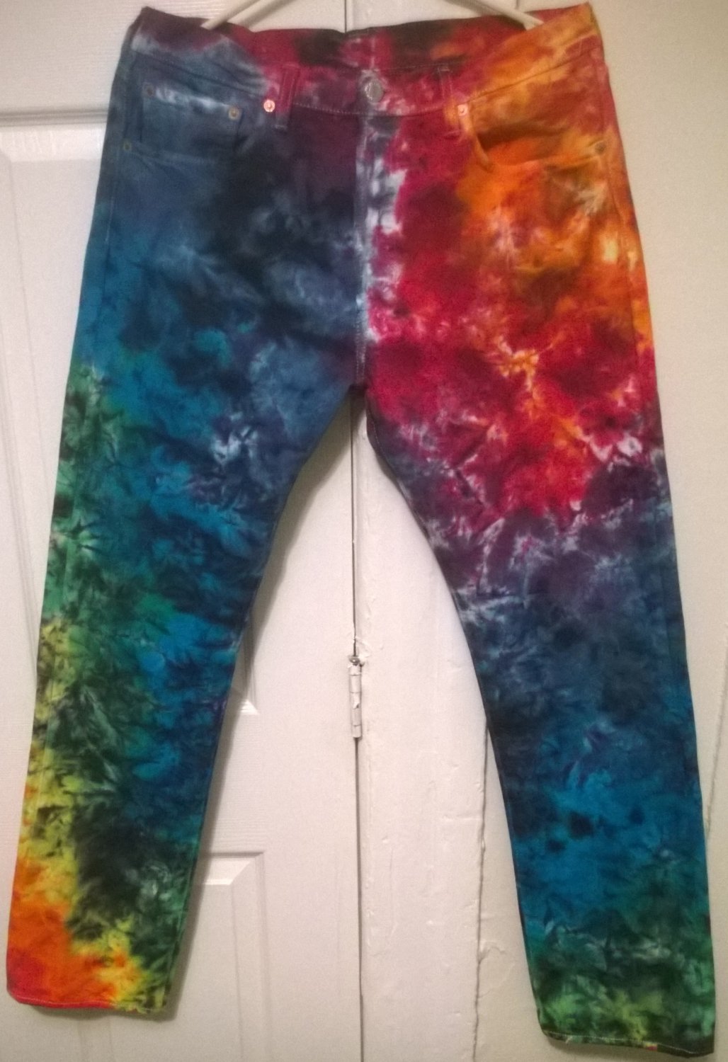 NEW Rainbow Tie Dye Levi's 501 Straight Leg Button Fly Jeans 33 x 32 ...