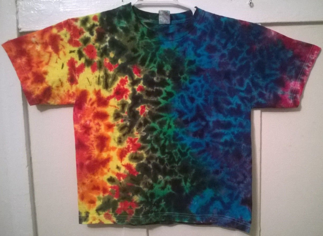 New Tie Dye Youth XL Alstyle Child Tshirt Rainbow Crinkled pattern t shirt