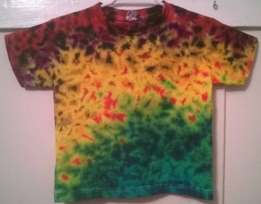 New Tie Dye Juvy Large (7) Alstyle Tshirt Rainbow colored Crinkle t shirt