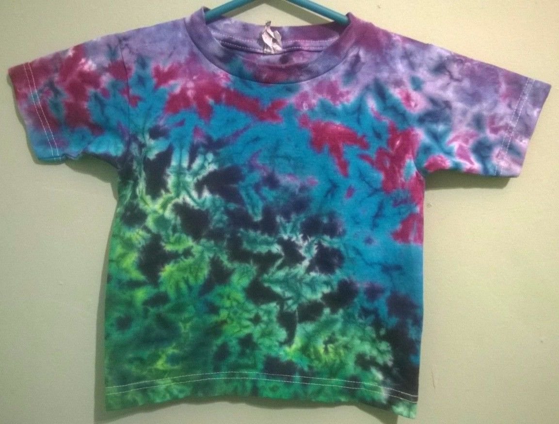 New Tie Dye Alstyle 4T Toddler T shirt Blue Green Purple Crinkle pattern