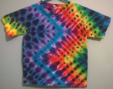 New Tie Dye Juvy Small 4 Alstyle Tshirt Rainbow Pleated Zig Zag Pattern