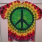 New Tie Dye XL Gildan Tshirt Green Peace Sign pattern Rainbow Colors t shirt