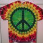 New Tie Dye XL Gildan Tshirt Green Peace Sign pattern Rainbow Colors t shirt