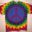 New Tie Dye L Gildan Tshirt Red and Blue Peace sign Rainbow color background