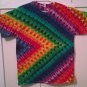 New Tie Dye L Gildan Tshirt pleated Chevron pattern in Rainbow Colors t shirt