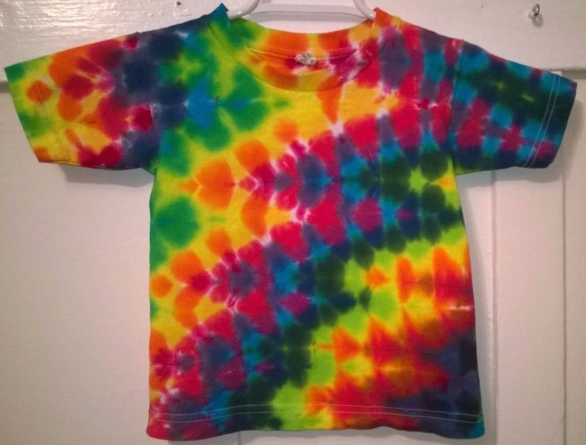 New Tie Dye Alstyle 4T Toddler 100% Cotton Short Sleeve T-shirt Multi-color Lightning