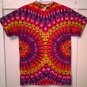 New Tie Dye M Gildan Tshirt Mirrored Circular pattern Red, Orange, Yellow t shirt
