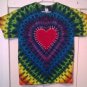 New Tie Dye L Gildan T shirt Red Heart pattern Rainbow Background