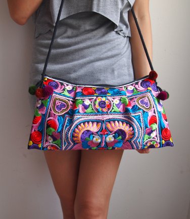 Hmong Old Vintage Style Ethnic Thai Boho Medium Size Bag