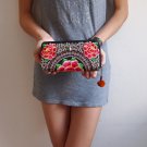 Hmong Vintage Style Ethnic Embroidered Thai Boho Hobo Small Clutch Purse Bag