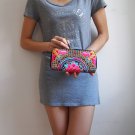 Hmong Vintage Style Ethnic Embroidered Thai Boho Hobo Small Clutch Purse Bag