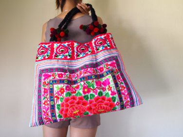 Ethnic Hobo Boho Asian Embroidered Thai Tote Shoulder Shoppers Hmong HandBag