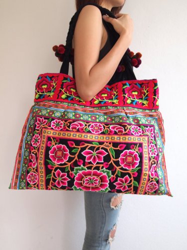 Ethnic Hobo Boho Asian Embroidered Thai Tote Shoulder Shoppers Hmong HandBag