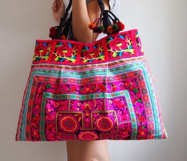 Ethnic Hobo Boho Asian Embroidered Thai Tote Shoulder Shoppers Hmong HandBag