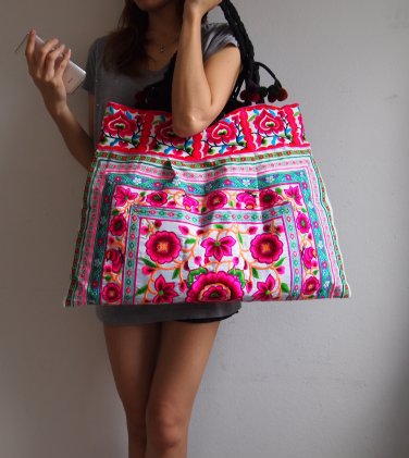 Ethnic Hobo Boho Asian Embroidered Thai Tote Shoulder Shoppers Hmong HandBag