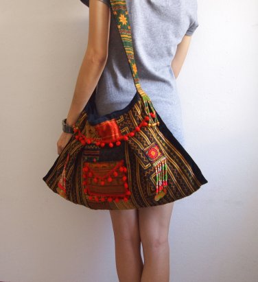 Hmong Vintage Style Unique Ethnic Thai Shoulder Sling Dangle Bag