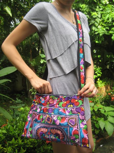 Hmong Old Vintage Style Ethnic Thai Boho Medium Size Bag