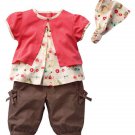 Baby Girls 3pcs:headband+shirt+pants Summer Clothing Set FREE SHIPPING