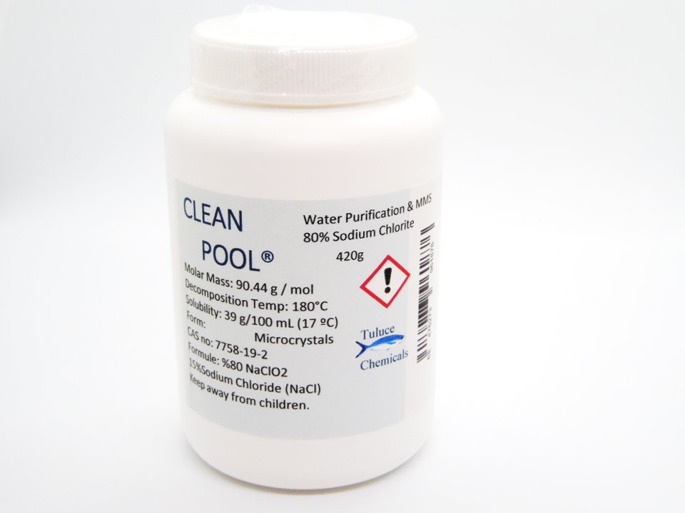 1lb Clean Pool Sodium Chlorite 80% powder water purification Clorito de Sodio 420g