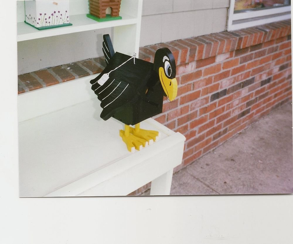 Handmade Custom Wooden Functional Crow Birdhouse
