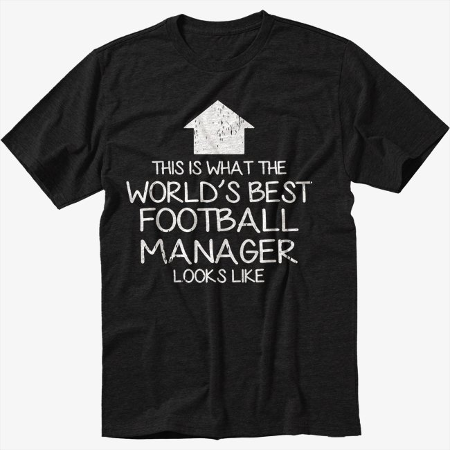 WORLD'S BEST Football Team Manager Black TShirt Screen Printing