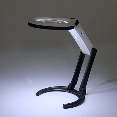 *FREE SHIPPING* 10 LED Lighting Desk Handheld Lamp With 2.5X 8X Magnifier Glass