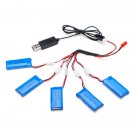 H107C-005 5x3.7V 500mAh Battery 2 to 5 Cable USB Charging Cable