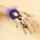 Colorful Peacock Lace Flower Crystal Ring Bracelet Wristband