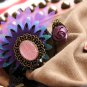 Colorful Peacock Lace Flower Crystal Ring Bracelet Wristband