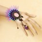 Colorful Peacock Lace Flower Crystal Ring Bracelet Wristband