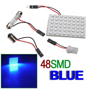 2X Car Interior 48 SMD LED Bulb Lamp Panel T10 Dome Bulb BA9S Adapter