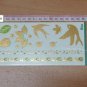 gold leaf temporary skin art tattoo, party body art bird and four leaf clover metallic fake tattoo
