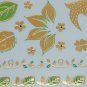 gold leaf temporary skin art tattoo, party body art bird and four leaf clover metallic fake tattoo