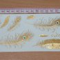 Elegant heart feather design gold tattoos on arm, cool party skin art female breast metallic tattoo