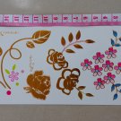 Sexy gold flower transfer tattoo for girl, fashion body art water proof floral temporary tattoo