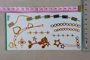 Girl&acirc;��s flash gold anklet temporary tattoo sticker skin art in party gold jewelry tattoo art