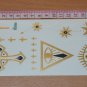 mysterious tribal tattoo gold temporary skin art, religion cross pattern flash metallic totem tattoo