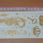 dragon sword gold fake tattoo art, coolest man art skin art bling crown and diamond metallic tattoo
