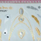 Party trendy body art gold and silver necklace temporary tattoos, feather gold tattoo