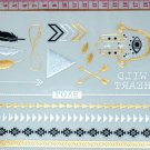 Western fashion tattoo art silver bracelet chain metallic temporary tattoo arrow tattoo skin art