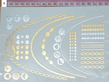 Flash gold temporary tattoo necklace for womenfestival party skin art tattoo charm