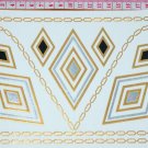 gold and silver rhombus geometric temporary tattoo, water proof flash gold necklace tattoo