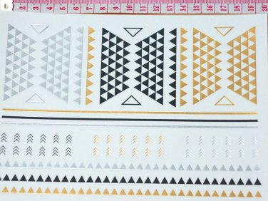 Cool western tribal style flash triangle pattern geometric metallic temporary tattoo