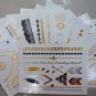 14 pieces gold and silver metallic temporary tattoos in a set, flash jewelry design fake tattoo